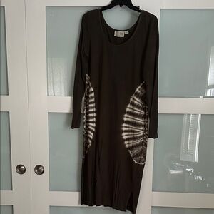 Saturday Sunday long sleeve midi dress brown size large NWT